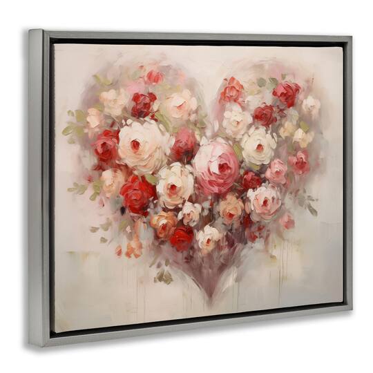 Stupell Industries Valentine Roses Heart Floating Frame Wall Art